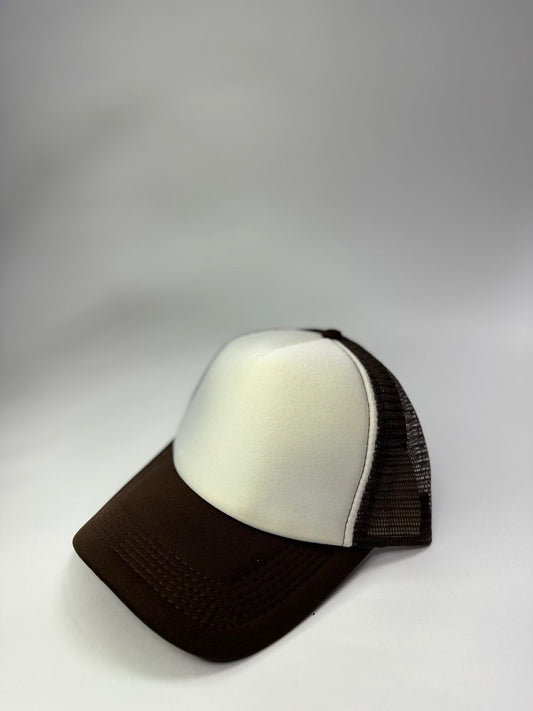 Gorra Acrilica Malla Blanco y Marron