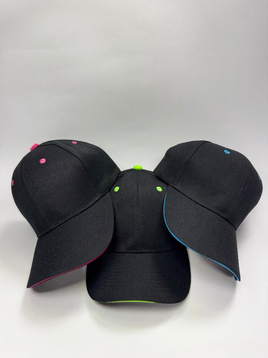 Gorra Drill Velcro Negro con Visera de Color