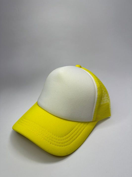 Gorra de Malla Amarillo y Blanco Camionero