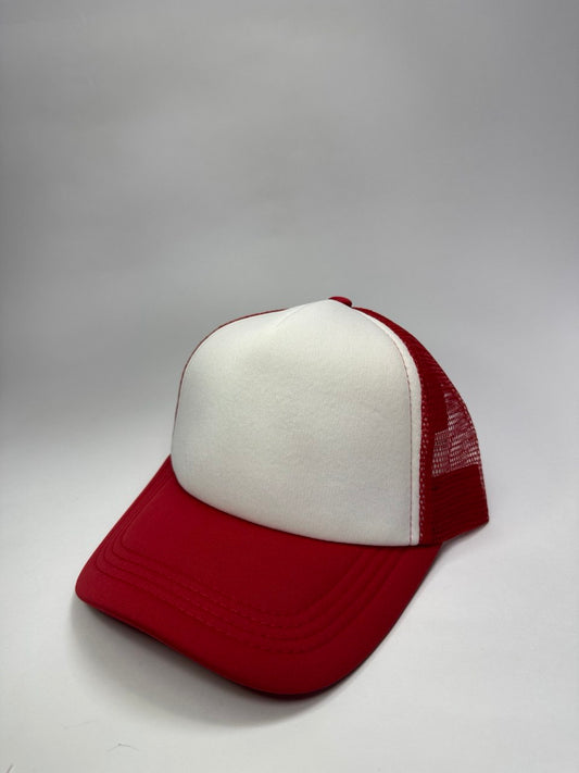 Gorra de Malla Blanca y Rojo Camionero