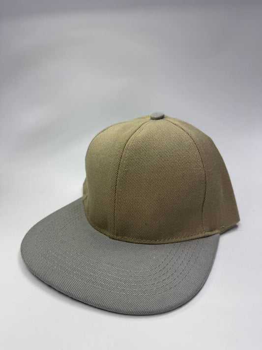 Gorra Drill Plana Snapback Beige y Gris