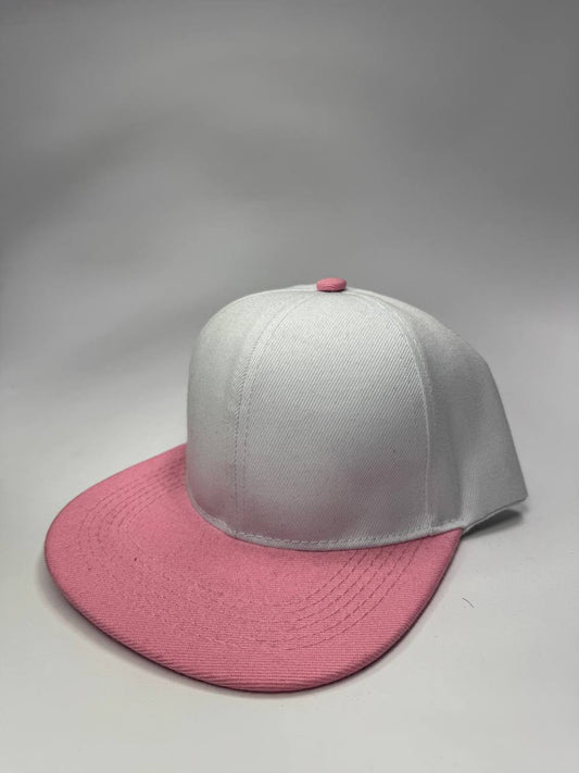 Gorra Plana Snapback Blanco y Rosa