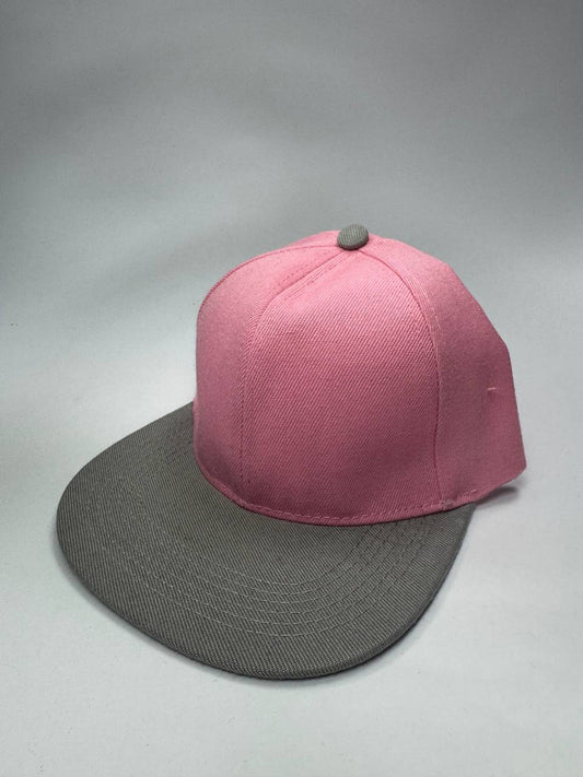 Gorra Plana Snapback Rosada y Gris